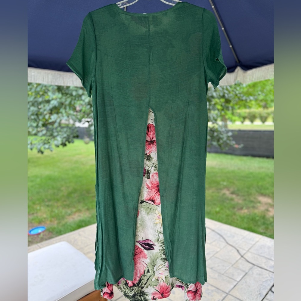 Green Layered Floral Dress - Picture 5 of 5